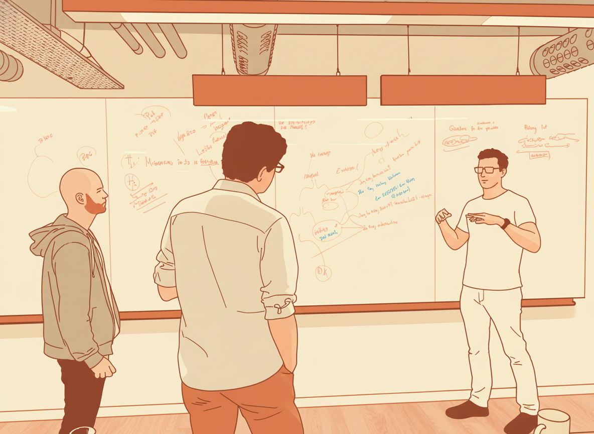 Collaborative workshop at a whiteboard